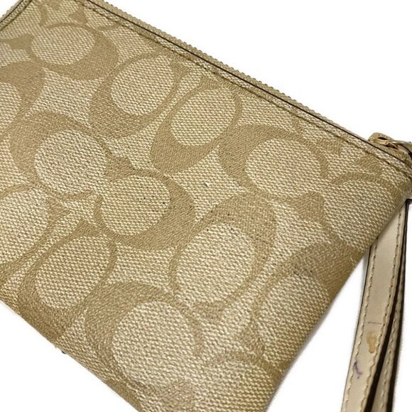 COACH Signature Beige White PVC Leather - Pouch - Picture 11 of 12